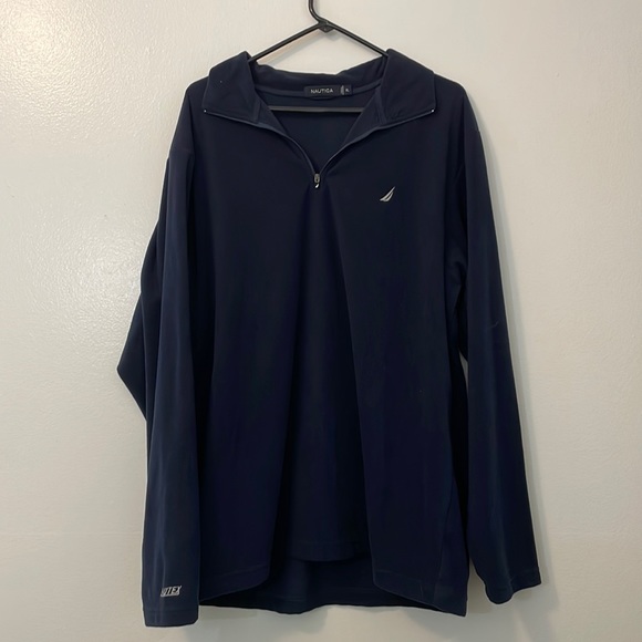 Nautica zipper v neck light jacket shirt navy blue xl 100% polyester - Picture 1 of 6